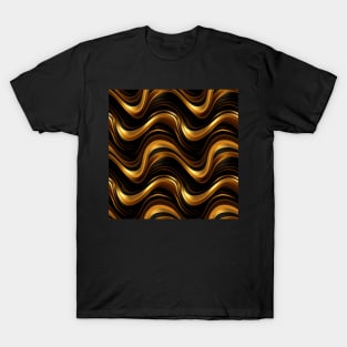 Golden Harmony: Abstract Stripes in Luxe Gold T-Shirt